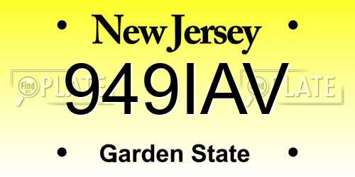 949IAV New Jersey License Plate