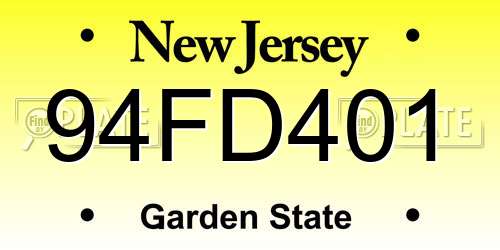 94FD401 New Jersey License Plate