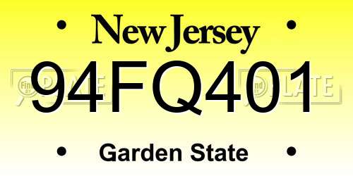 94FQ401 New Jersey License Plate