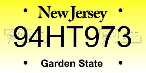 94HT973 New Jersey License Plate