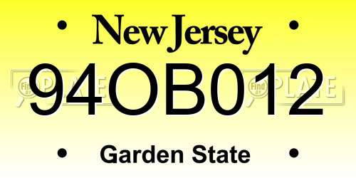 94OB012 New Jersey License Plate