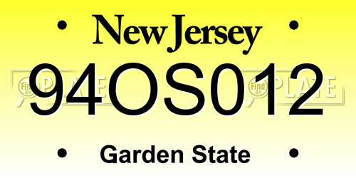 94OS012 New Jersey License Plate