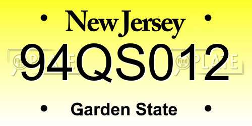 94QS012 New Jersey License Plate
