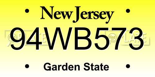 94WB573 New Jersey License Plate
