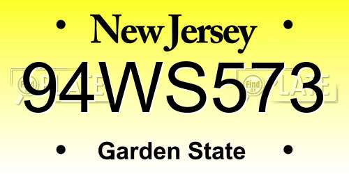 94WS573 New Jersey License Plate