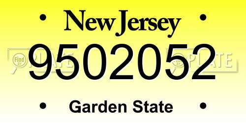 9502052 New Jersey License Plate