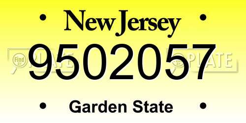 9502057 New Jersey License Plate