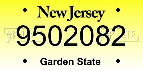 9502082 New Jersey License Plate