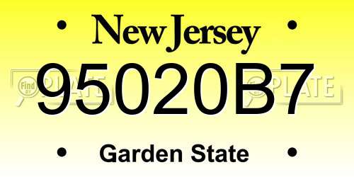 95020B7 New Jersey License Plate