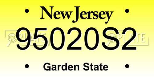 95020S2 New Jersey License Plate