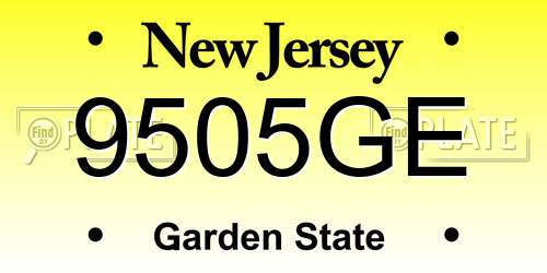 9505GE New Jersey License Plate