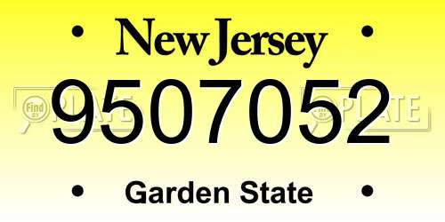 9507052 New Jersey License Plate