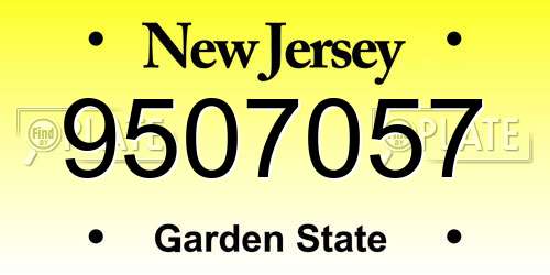 9507057 New Jersey License Plate