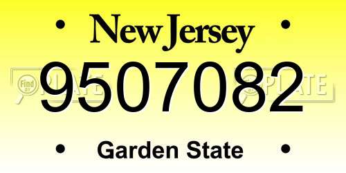 9507082 New Jersey License Plate