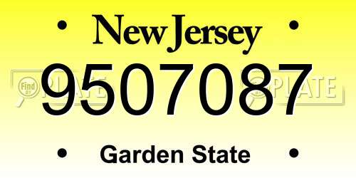 9507087 New Jersey License Plate