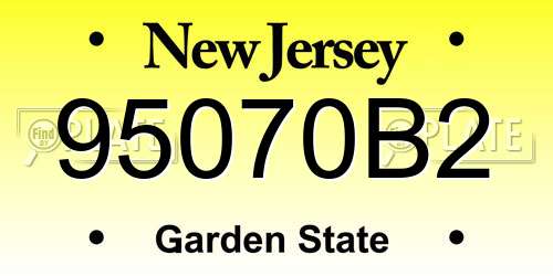 95070B2 New Jersey License Plate