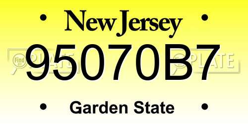 95070B7 New Jersey License Plate