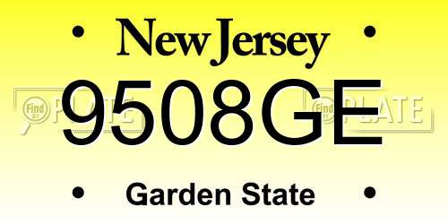 9508GE New Jersey License Plate