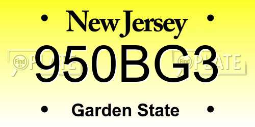 950BG3 New Jersey License Plate