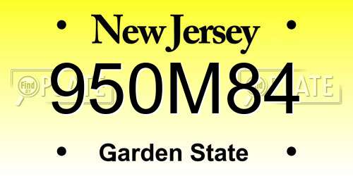 950M84 New Jersey License Plate