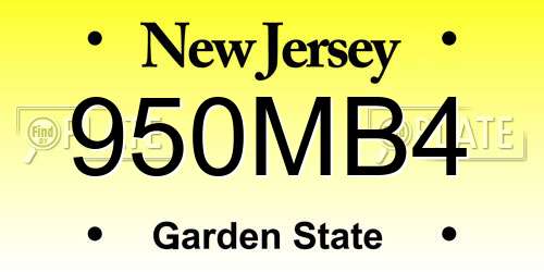 950MB4 New Jersey License Plate