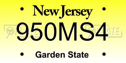 950MS4 New Jersey License Plate