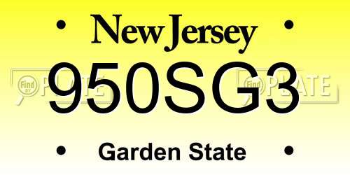 950SG3 New Jersey License Plate