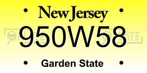 950W58 New Jersey License Plate