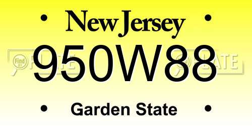 950W88 New Jersey License Plate