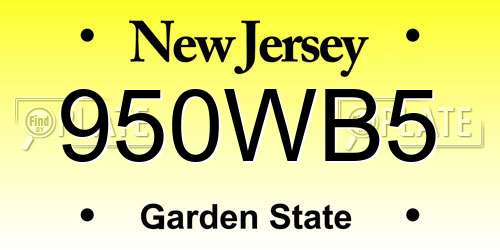 950WB5 New Jersey License Plate