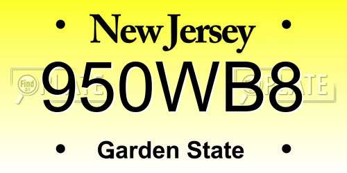 950WB8 New Jersey License Plate