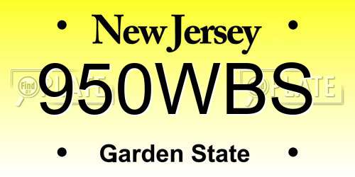 950WBS New Jersey License Plate