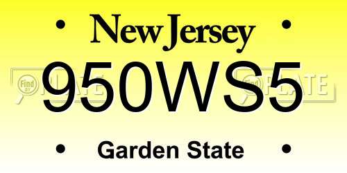 950WS5 New Jersey License Plate