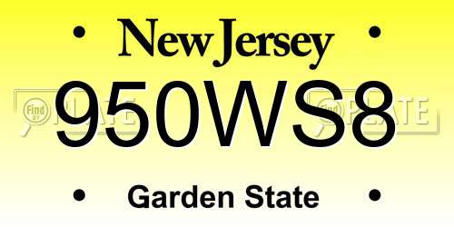 950WS8 New Jersey License Plate