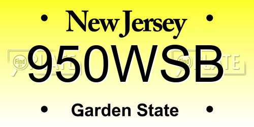 950WSB New Jersey License Plate