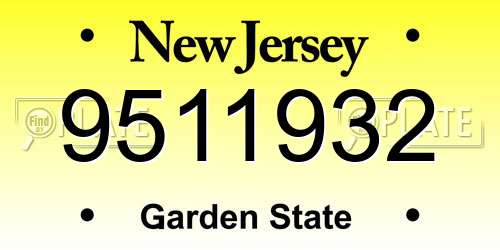 9511932 New Jersey License Plate