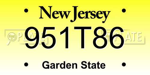 951T86 New Jersey License Plate