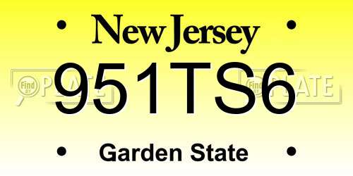 951TS6 New Jersey License Plate