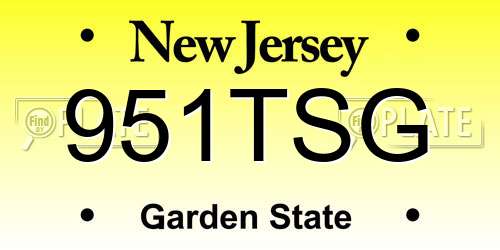 951TSG New Jersey License Plate