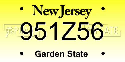 951Z56 New Jersey License Plate