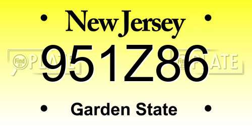 951Z86 New Jersey License Plate