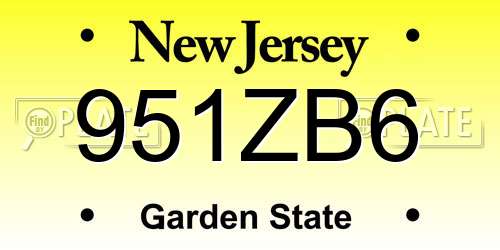 951ZB6 New Jersey License Plate