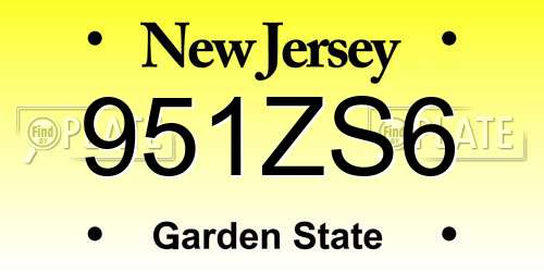 951ZS6 New Jersey License Plate