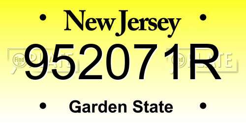 952071R New Jersey License Plate