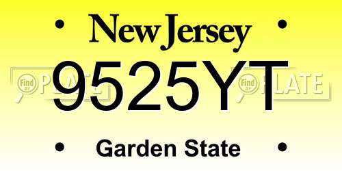 9525YT New Jersey License Plate