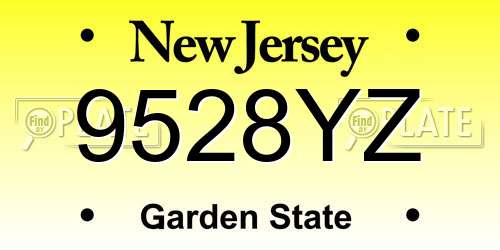 9528YZ New Jersey License Plate