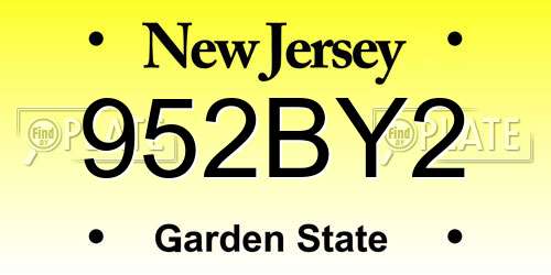 952BY2 New Jersey License Plate