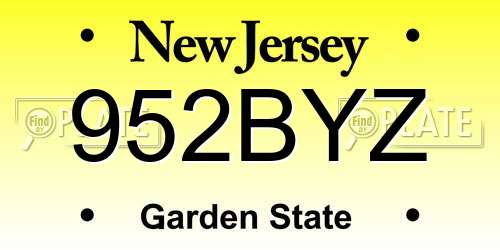 952BYZ New Jersey License Plate