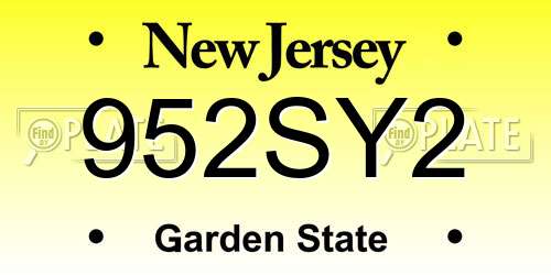 952SY2 New Jersey License Plate
