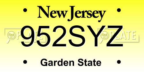 952SYZ New Jersey License Plate